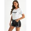 imageluvamia Jean Shorts for Women High Waisted Distressed Stretchy Denim Shorts Ripped Raw Hem Summer Casual Cut Off ShortsWashed Black