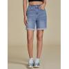 imageluvamia Jean Shorts for Women High Waisted Trendy Causal Summer Fold Hem Stretchy Long Denim Shorts 7 Inch InseamBay Blue