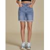 imageluvamia Jean Shorts for Women High Waisted Trendy Causal Summer Fold Hem Stretchy Long Denim Shorts 7 Inch InseamBay Blue