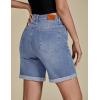 imageluvamia Jean Shorts for Women High Waisted Trendy Causal Summer Fold Hem Stretchy Long Denim Shorts 7 Inch InseamBay Blue