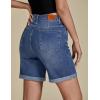 imageluvamia Jean Shorts for Women High Waisted Trendy Causal Summer Fold Hem Stretchy Long Denim Shorts 7 Inch InseamClassic Blue