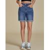 imageluvamia Jean Shorts for Women High Waisted Trendy Causal Summer Fold Hem Stretchy Long Denim Shorts 7 Inch InseamClassic Blue