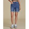 imageluvamia Jean Shorts for Women High Waisted Trendy Causal Summer Fold Hem Stretchy Long Denim Shorts 7 Inch InseamClassic Blue