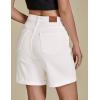 imageluvamia Jean Shorts for Women High Waisted Trendy Causal Summer Fold Hem Stretchy Long Denim Shorts 7 Inch InseamCream White