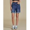 imageluvamia Jean Shorts for Women High Waisted Trendy Causal Summer Fold Hem Stretchy Long Denim Shorts 7 Inch InseamDark Blue