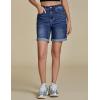 imageluvamia Jean Shorts for Women High Waisted Trendy Causal Summer Fold Hem Stretchy Long Denim Shorts 7 Inch InseamDark Blue