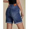 imageluvamia Jean Shorts for Women High Waisted Trendy Causal Summer Fold Hem Stretchy Long Denim Shorts 7 Inch InseamDark Blue