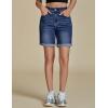 imageluvamia Jean Shorts for Women High Waisted Trendy Causal Summer Fold Hem Stretchy Long Denim Shorts 7 Inch InseamDark Blue