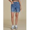 imageluvamia Jean Shorts for Women High Waisted Trendy Causal Summer Fold Hem Stretchy Long Denim Shorts 7 Inch InseamMedium Blue