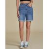 imageluvamia Jean Shorts for Women High Waisted Trendy Causal Summer Fold Hem Stretchy Long Denim Shorts 7 Inch InseamMedium Blue