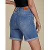 imageluvamia Jean Shorts for Women High Waisted Trendy Causal Summer Fold Hem Stretchy Long Denim Shorts 7 Inch InseamMedium Blue