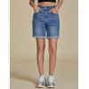 imageluvamia Jean Shorts for Women High Waisted Trendy Causal Summer Fold Hem Stretchy Long Denim Shorts 7 Inch InseamMedium Blue