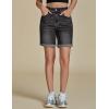 imageluvamia Jean Shorts for Women High Waisted Trendy Causal Summer Fold Hem Stretchy Long Denim Shorts 7 Inch InseamWashed Black