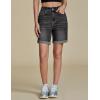 imageluvamia Jean Shorts for Women High Waisted Trendy Causal Summer Fold Hem Stretchy Long Denim Shorts 7 Inch InseamWashed Black