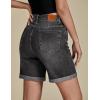 imageluvamia Jean Shorts for Women High Waisted Trendy Causal Summer Fold Hem Stretchy Long Denim Shorts 7 Inch InseamWashed Black