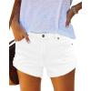 imageluvamia 2024 Jean Shorts Womens Mid Rise Casual Ripped Distressed Stretchy Denim Shorts Y2K Fold Hem Short Hot PantsBrilliant White