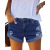 imageluvamia 2024 Jean Shorts Womens Mid Rise Casual Ripped Distressed Stretchy Denim Shorts Y2K Fold Hem Short Hot PantsClassic Blue