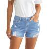 imageluvamia Jean Shorts for Women High Waisted Distressed Stretchy Denim Shorts Ripped Raw Hem Summer Casual Cut Off ShortsLakeside Blue