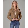 imageluvamia 2025 Cropped Jean Jackets for Women Fashion Short Denim Shacket Jacket Lightweight Fitted Stretchy with PocketsAlmond Brown