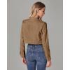 imageluvamia 2025 Cropped Jean Jackets for Women Fashion Short Denim Shacket Jacket Lightweight Fitted Stretchy with PocketsAlmond Brown