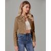 imageluvamia 2025 Cropped Jean Jackets for Women Fashion Short Denim Shacket Jacket Lightweight Fitted Stretchy with PocketsAlmond Brown