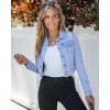 imageluvamia 2025 Cropped Jean Jackets for Women Fashion Short Denim Shacket Jacket Lightweight Fitted Stretchy with PocketsCool Blue