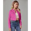 imageluvamia 2025 Cropped Jean Jackets for Women Fashion Short Denim Shacket Jacket Lightweight Fitted Stretchy with PocketsHot Pink