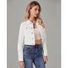 imageluvamia 2025 Cropped Jean Jackets for Women Fashion Short Denim Shacket Jacket Lightweight Fitted Stretchy with PocketsIvory White