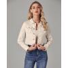 imageluvamia 2025 Cropped Jean Jackets for Women Fashion Short Denim Shacket Jacket Lightweight Fitted Stretchy with PocketsLight Beige