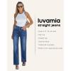 imageluvamia High Waisted Jeans for Women Trendy Baggy Straight Leg Stretchy Denim Jeans Work Trousers Pants 90s Loose FitClassic Blue