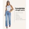 imageluvamia High Waisted Jeans for Women Trendy Baggy Straight Leg Stretchy Denim Jeans Work Trousers Pants 90s Loose FitIcy Blue