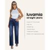 imageluvamia High Waisted Jeans for Women Trendy Baggy Straight Leg Stretchy Denim Jeans Work Trousers Pants 90s Loose FitNightfall Blue