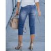 imageluvamia Jean Capri Pants for Women High Waisted Ripped Skinny Jeans Stretchy Denim Capris Cropped Jeggings with PocketsClassic Blue