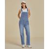 imageluvamia Jean Overalls for Women Straight Leg Baggy Stretchy Denim Bib Adjustable Strap Casual Overall Jumpsuit Loose FitBay Blue