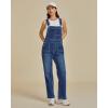 imageluvamia Jean Overalls for Women Straight Leg Baggy Stretchy Denim Bib Adjustable Strap Casual Overall Jumpsuit Loose FitClassic Blue