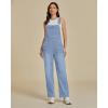 imageluvamia Jean Overalls for Women Straight Leg Baggy Stretchy Denim Bib Adjustable Strap Casual Overall Jumpsuit Loose FitCool Blue