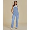 imageluvamia Jean Overalls for Women Straight Leg Baggy Stretchy Denim Bib Adjustable Strap Casual Overall Jumpsuit Loose FitCool Blue