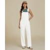 imageluvamia Jean Overalls for Women Straight Leg Baggy Stretchy Denim Bib Adjustable Strap Casual Overall Jumpsuit Loose FitCream White