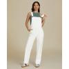 imageluvamia Jean Overalls for Women Straight Leg Baggy Stretchy Denim Bib Adjustable Strap Casual Overall Jumpsuit Loose FitCream White