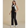 imageluvamia Jean Overalls for Women Straight Leg Baggy Stretchy Denim Bib Adjustable Strap Casual Overall Jumpsuit Loose FitWashed Black