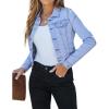 imageluvamia 2025 Cropped Jean Jackets for Women Fashion Short Denim Shacket Jacket Lightweight Fitted Stretchy with PocketsCool Blue