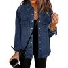 imageluvamia 2025 Jean Jackets for Women Fashion Oversized Button Down Denim Jacket Western Fall Shacket Jacket with PocketsNightfall Blue