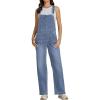 imageluvamia Jean Overalls for Women Straight Leg Baggy Stretchy Denim Bib Adjustable Strap Casual Overall Jumpsuit Loose FitBay Blue