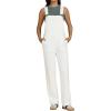 imageluvamia Jean Overalls for Women Straight Leg Baggy Stretchy Denim Bib Adjustable Strap Casual Overall Jumpsuit Loose FitCream White