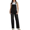 imageluvamia Jean Overalls for Women Straight Leg Baggy Stretchy Denim Bib Adjustable Strap Casual Overall Jumpsuit Loose FitWashed Black