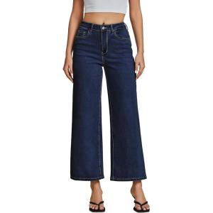 imageluvamia Wide Leg Jeans for Women High Waisted Relaxed Fit Trendy Stretchy Denim Pants Ankle Trouser Jeans with PocketsDark Blue