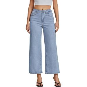 imageluvamia Wide Leg Jeans for Women High Waisted Relaxed Fit Trendy Stretchy Denim Pants Ankle Trouser Jeans with PocketsRoadknight Blue