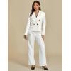 imageluvamia Blazers for Women Business Casual Double Breasted Notched Lapel Long Sleeve Work Office Suit Jackets BlazerCream White