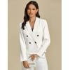 imageluvamia Blazers for Women Business Casual Double Breasted Notched Lapel Long Sleeve Work Office Suit Jackets BlazerCream White