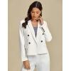 imageluvamia Blazers for Women Business Casual Double Breasted Notched Lapel Long Sleeve Work Office Suit Jackets BlazerCream White